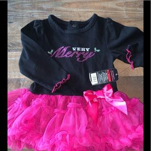 NWT :Baby Glam “Very Merry” Skirted Onsie Size 6M